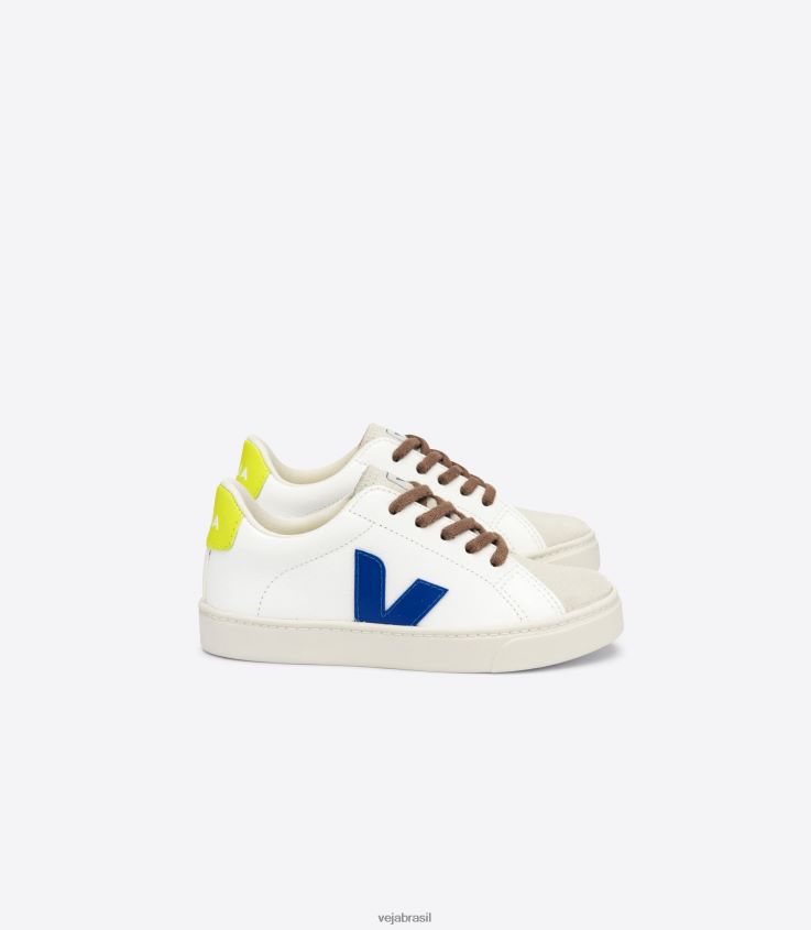 atacadores perfeitos couro sem cromo branco índigo jaune fluocrianças Veja X202661293