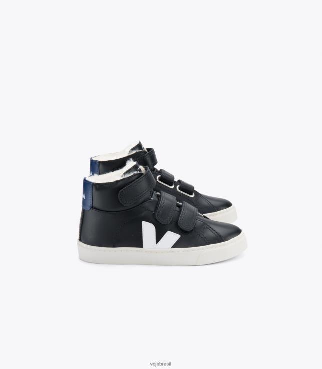 veja brasil 0V820320 crianças esplar couro mid fured preto cobalto