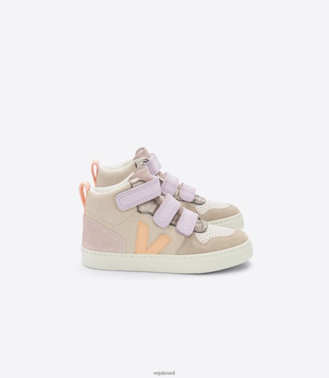 veja brasil 0V820350 crianças v-10 mid suede multico amêndoa pêssego