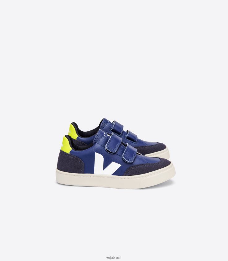 couro premium sem cromo branco cobalto jaune fluocrianças Veja X202661294