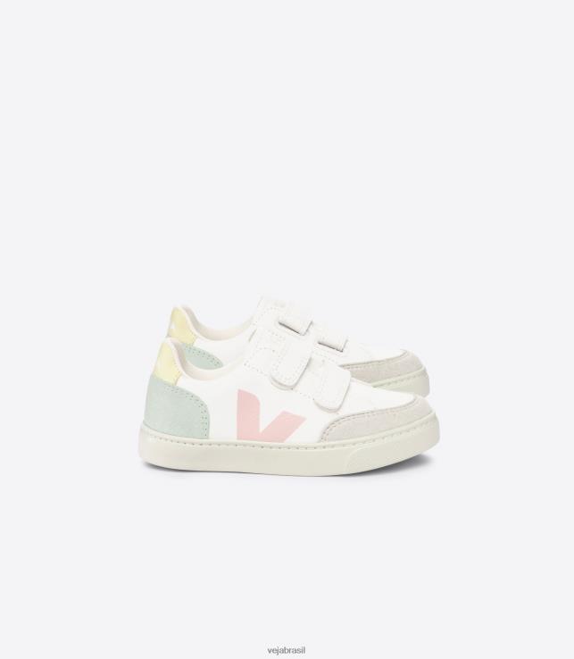 veja brasil 0V820304 crianças v-12 couro sem cromo branco multico jade