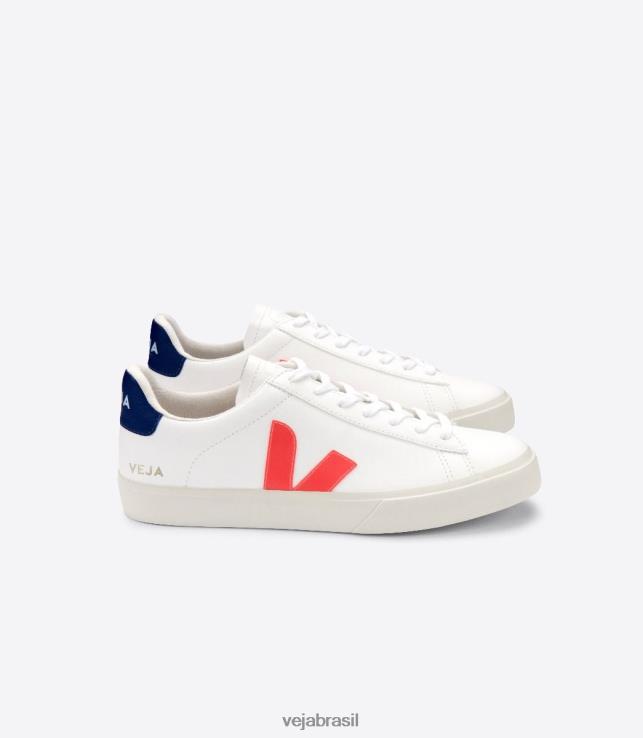 veja brasil 0V82016 homens campo chromefree couro branco laranja fluo