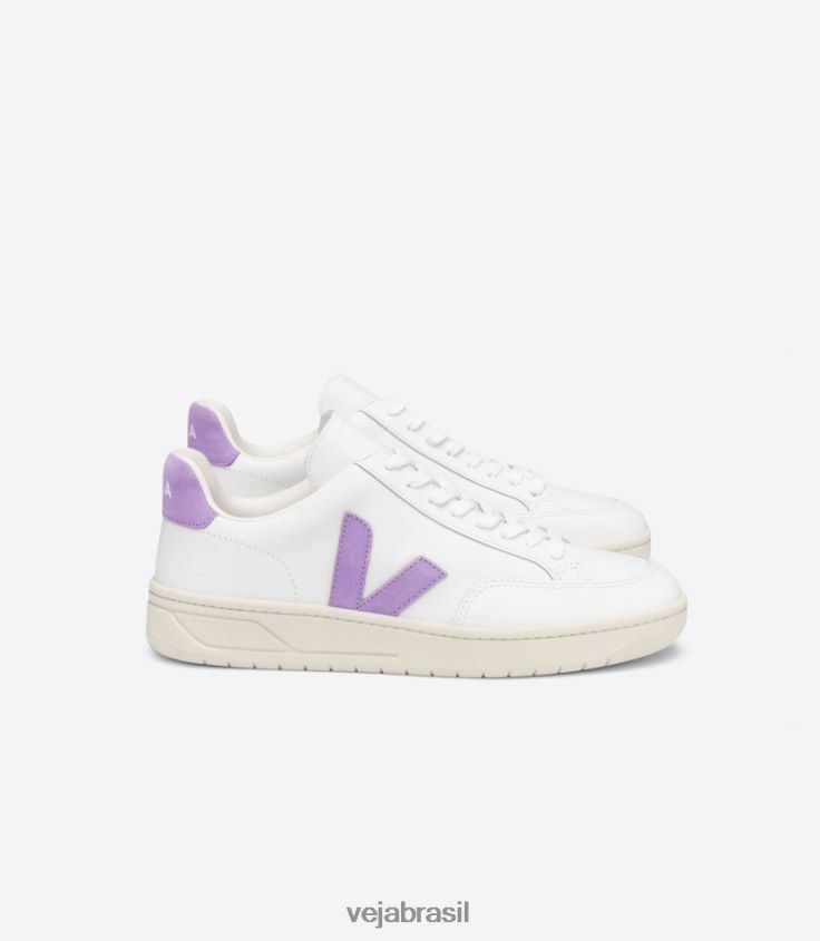 v-12 couro branco lavandemulheres Veja X20266209
